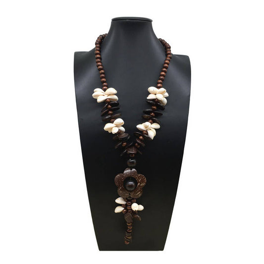 BOHEMIAN COCONUT SHELL VINTAGE LONG NECKLACE_CWMM4564