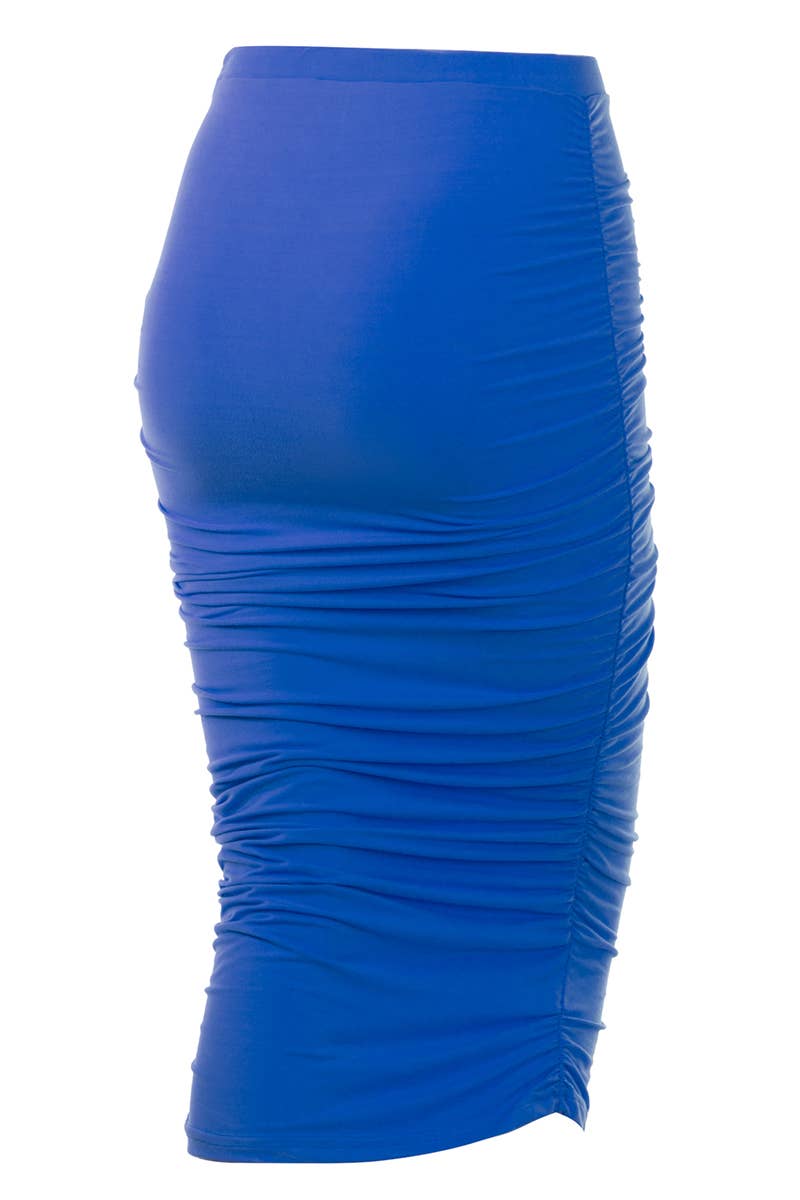 CWBMS070_PLUS Slim Fit Ruched Long Pencil Skirt