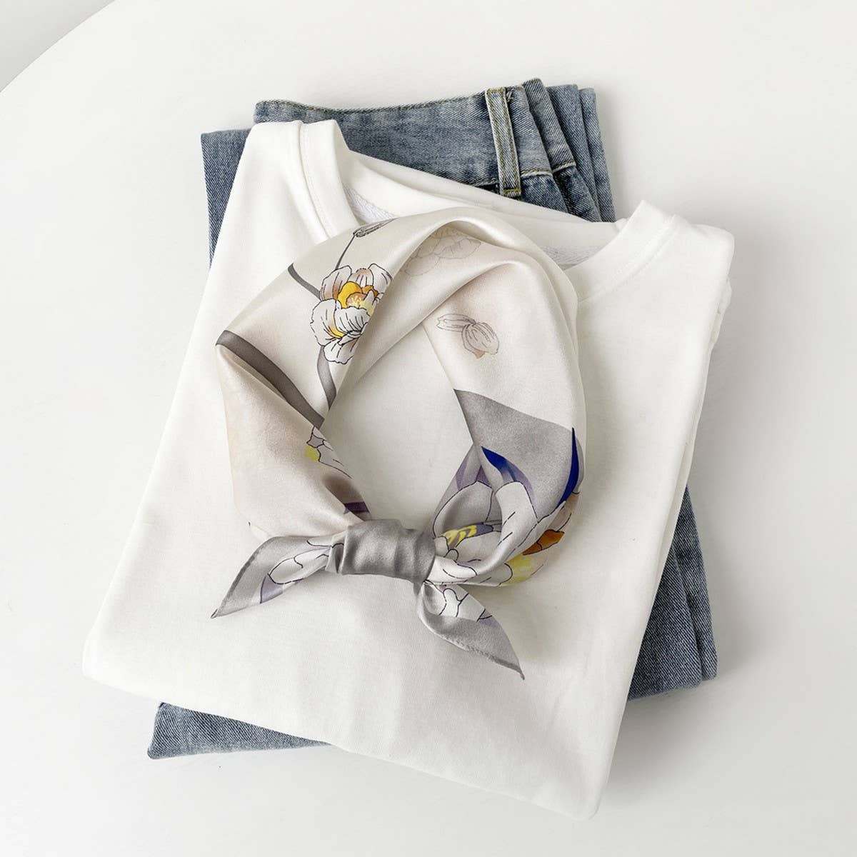 Silk Square Scarf ? Elegant Chinese Floral Print