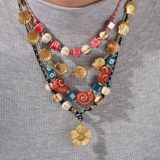 Ocean Style Handmade Glass Beads Necklace_CWMM7544