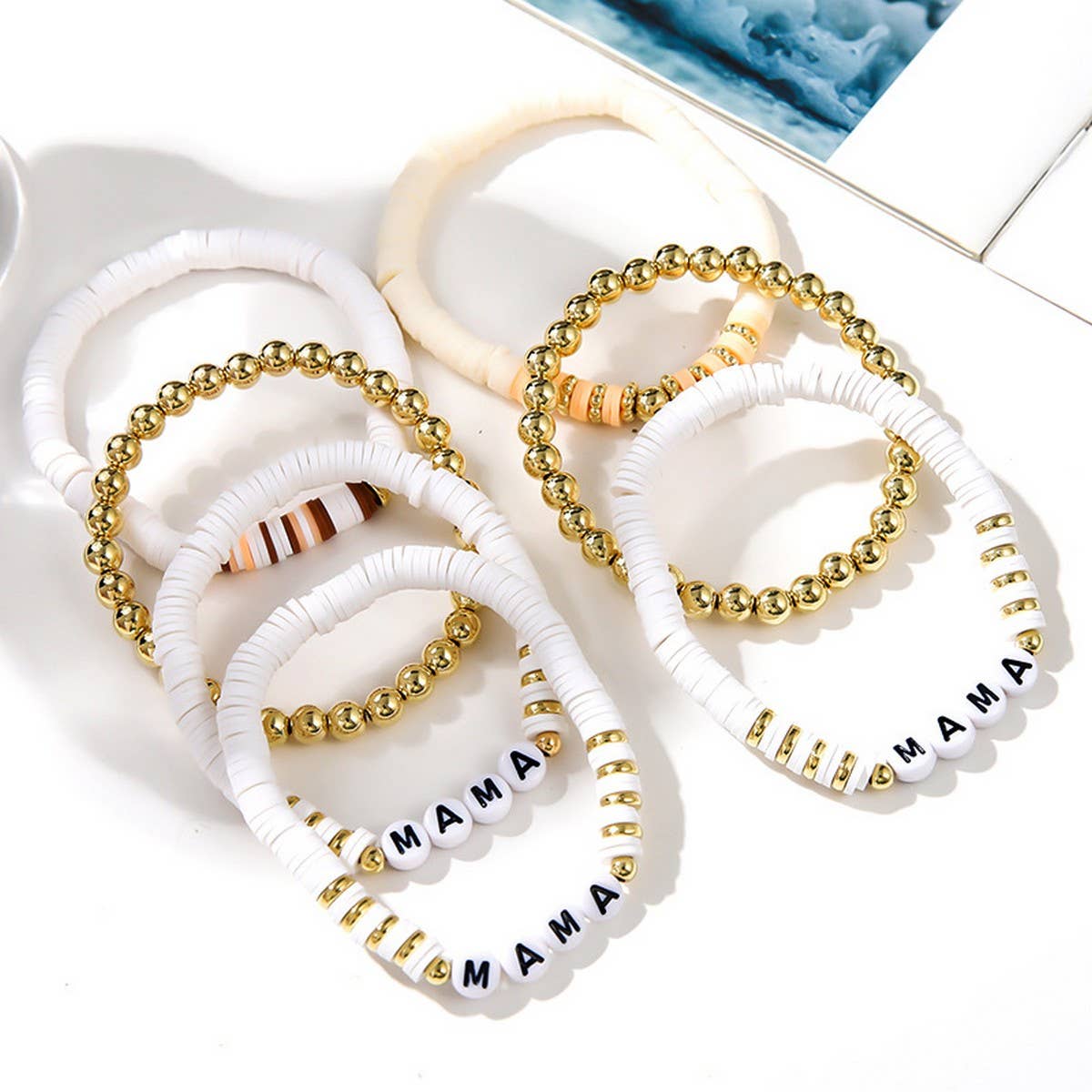 LETTER BRACELET FASHION CLAY BRACELET SET