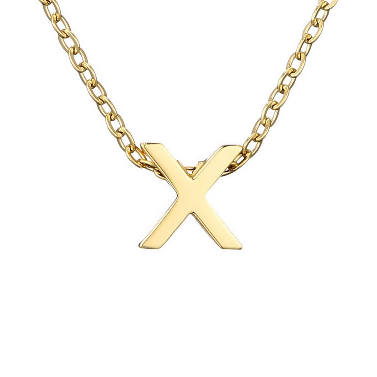 Fashion mirror polished gold letter necklace_CWMM5590