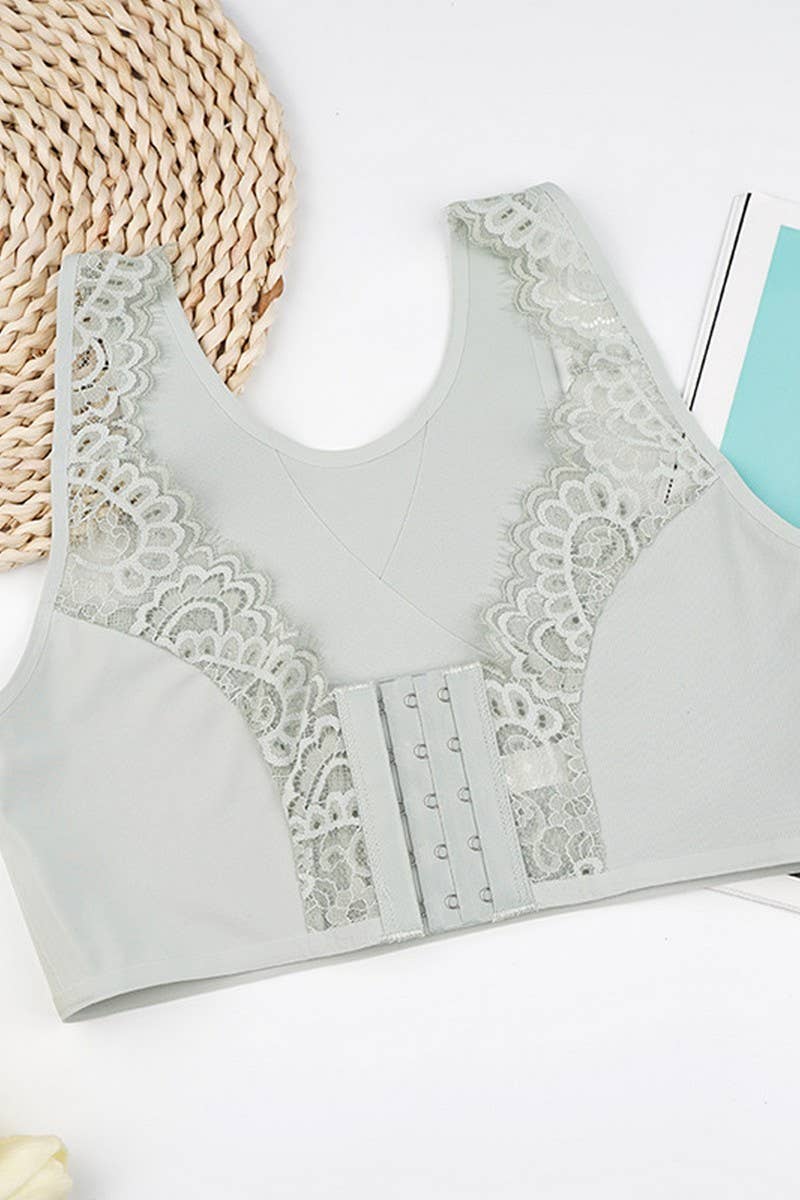 CWMU00295_FRENCH LACE FRONT CLOSURE THIN PUSH-UP BRA