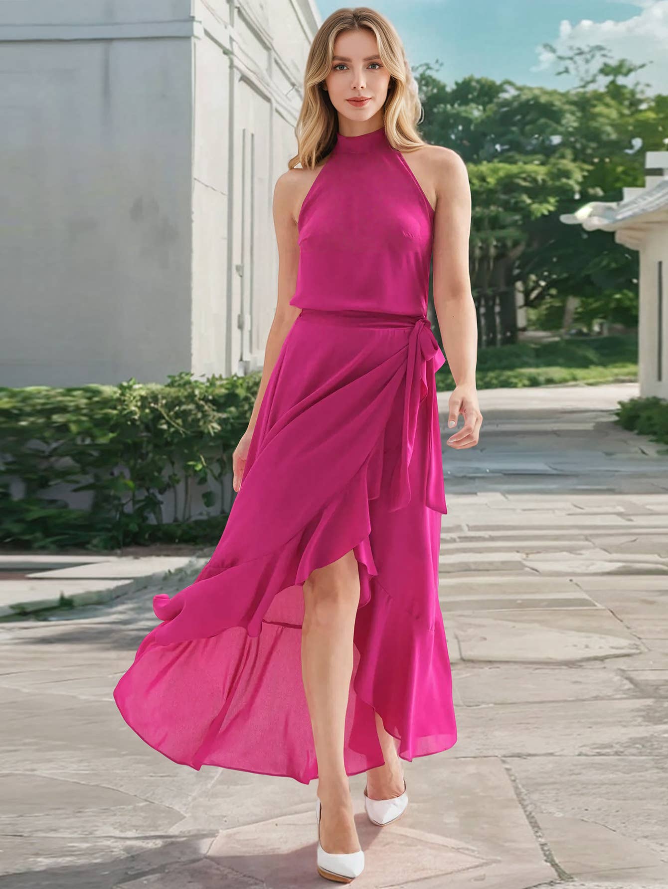 Elegant Ruffle Asymmetrical Ties A-Line Skirt