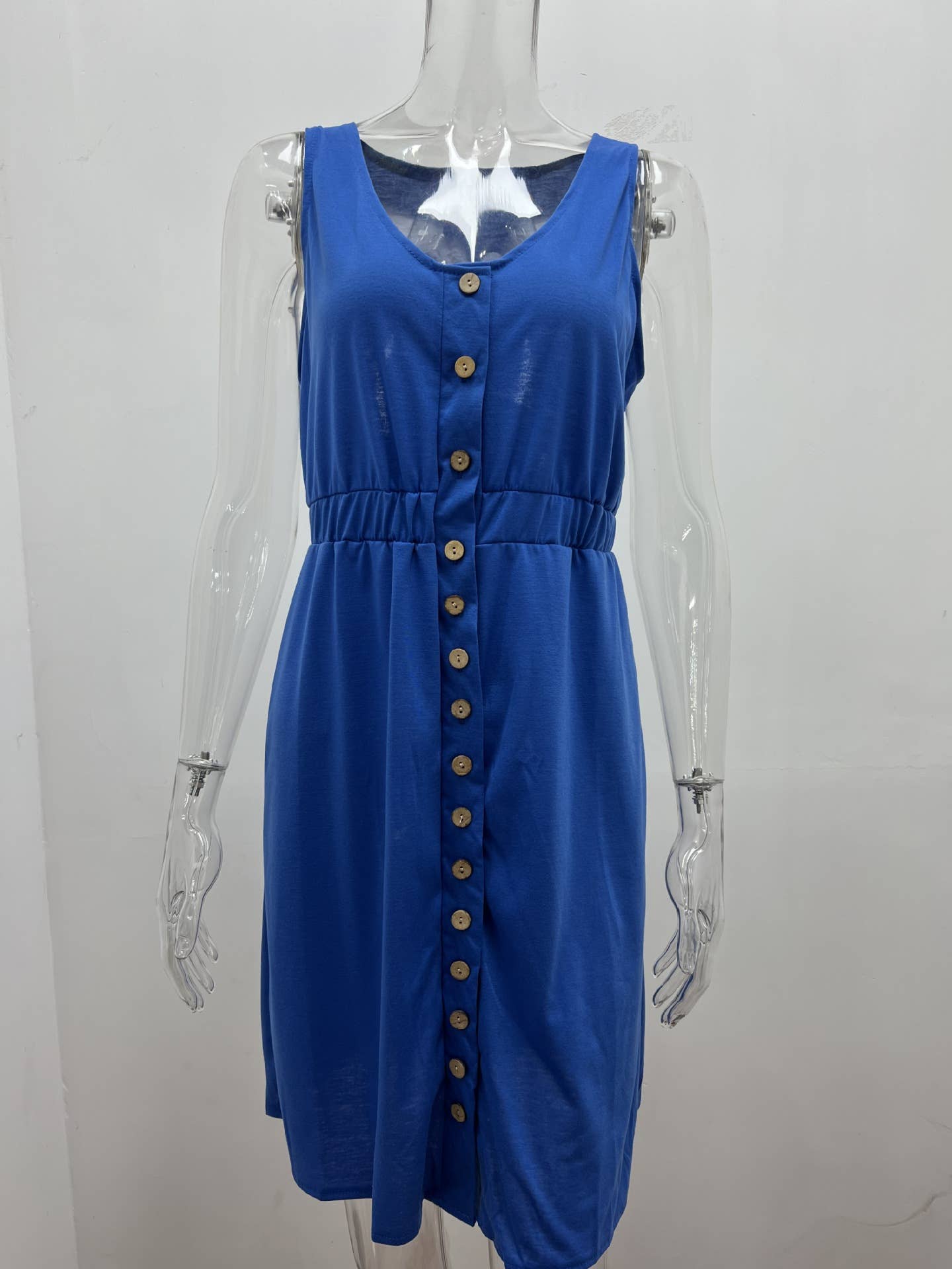 Off-the-shoulder cinched-waist sleeveless dress