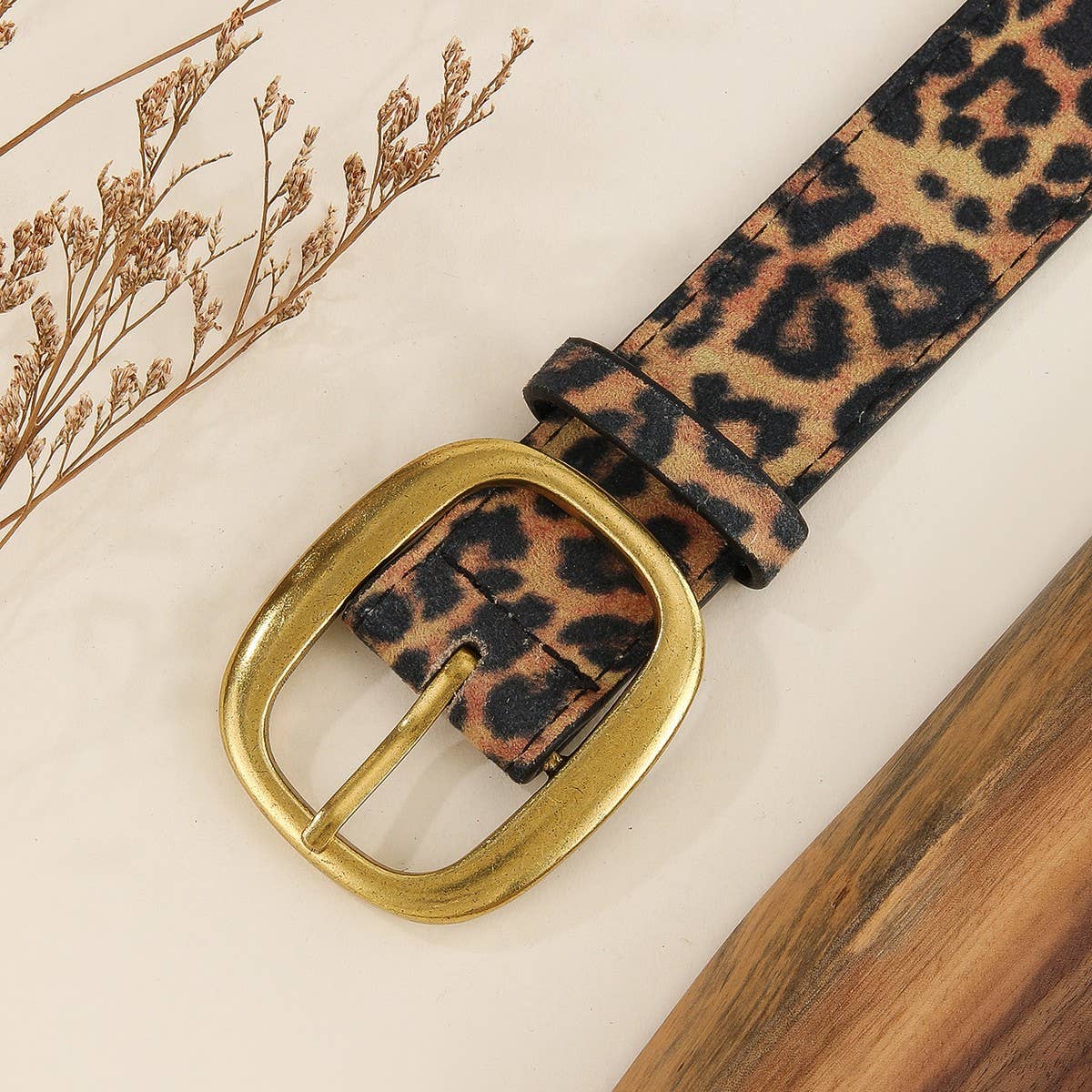 VINTAGE FASHION LEATHER BELT JEANS BRASS BUCKLEBELT