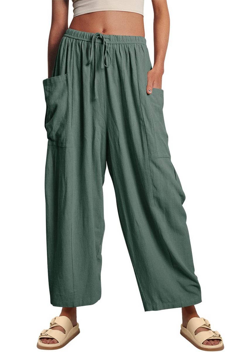 CWBLP0709_LOOSE CASUAL COTTON AND LINEN TROUSERS