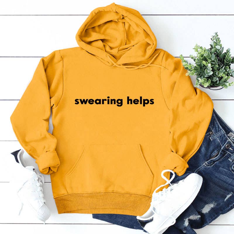 Swearing helps printed thickened warm hoodie