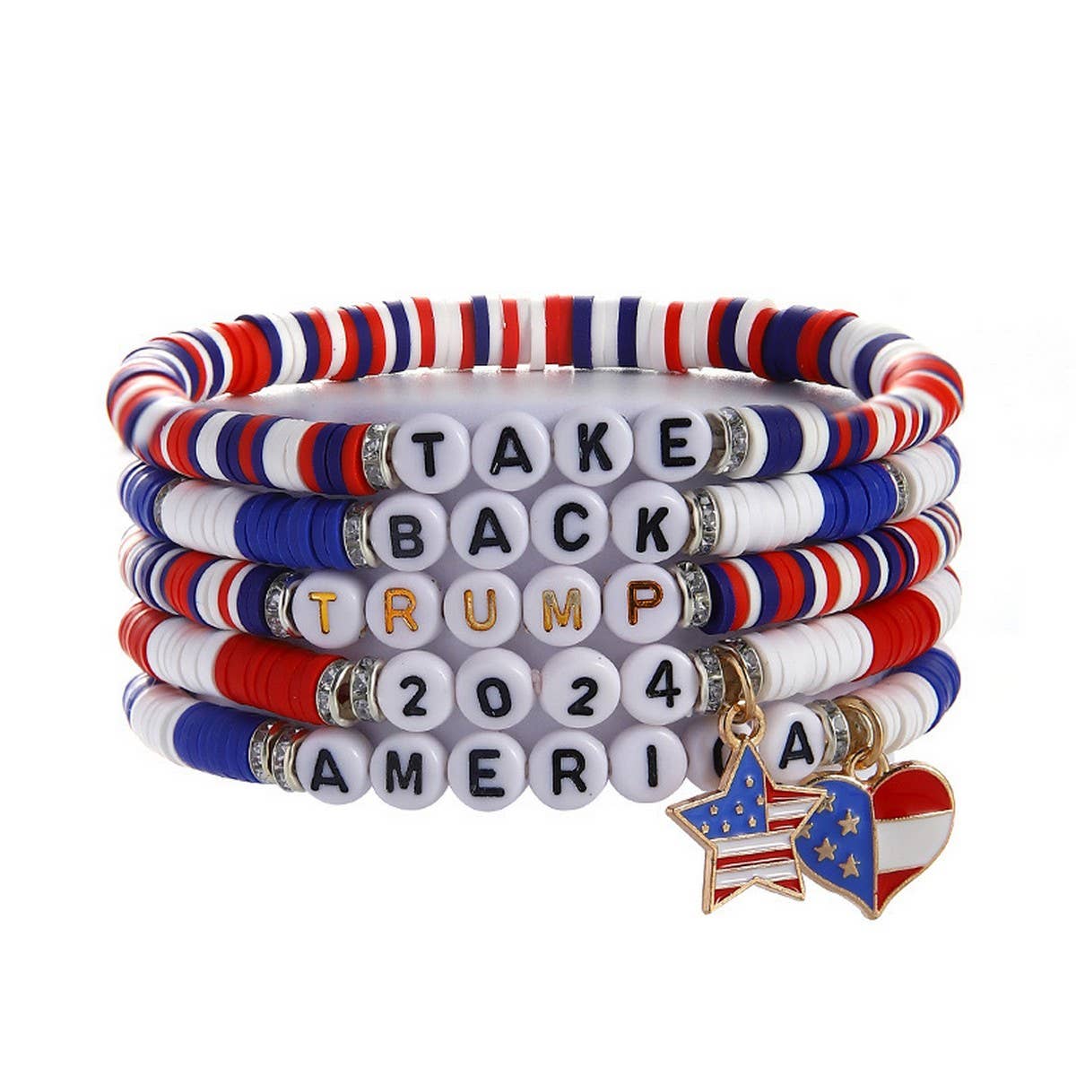 FASHION USA SHIELD CLAY BEADED BRACELET SET_CWMM3535