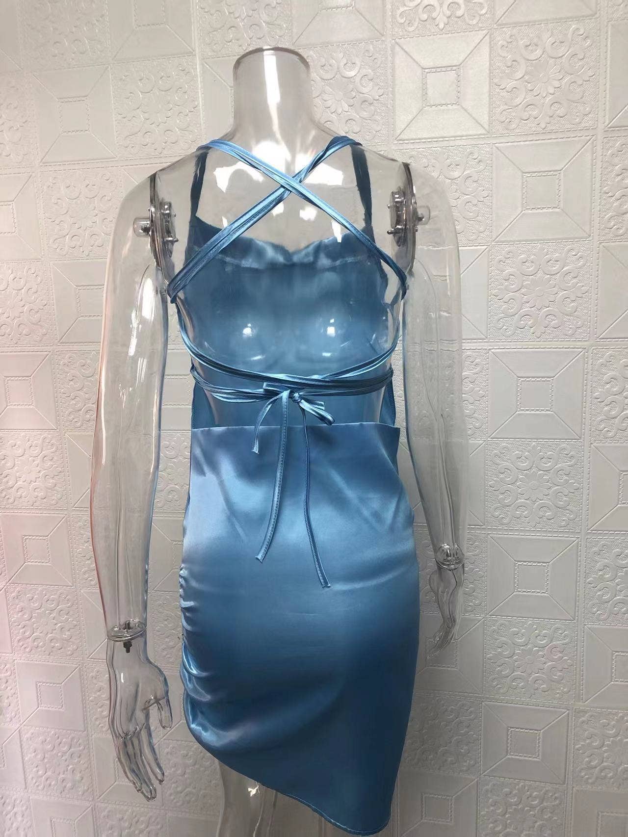 Sexy Sleeveless Tie-Back Solid Color Dress