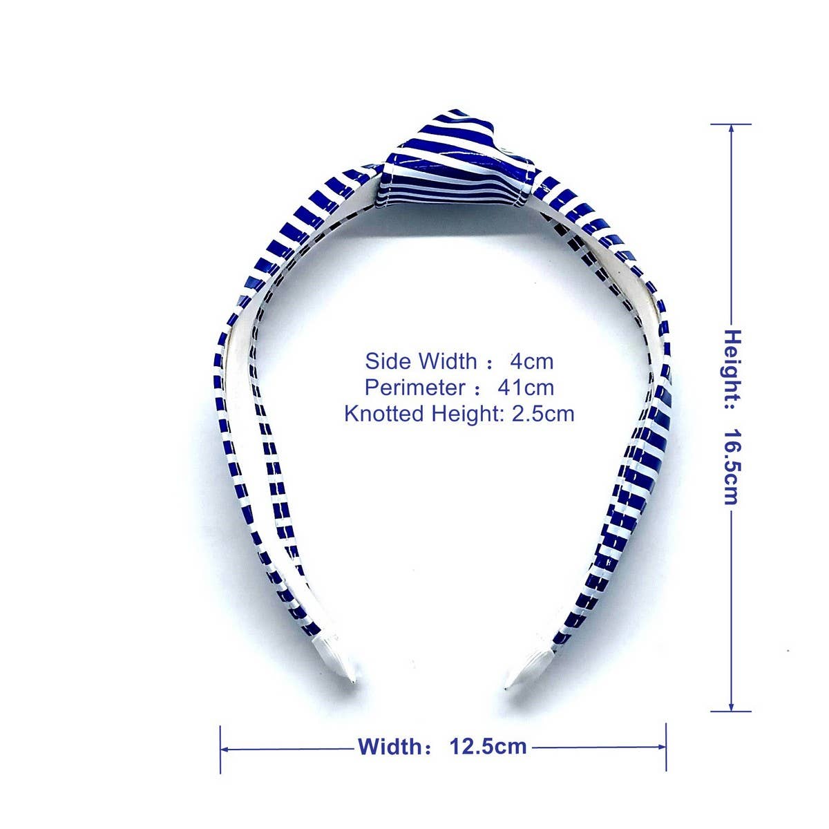 Navy Stripe Wide Knot PU Leather Headband