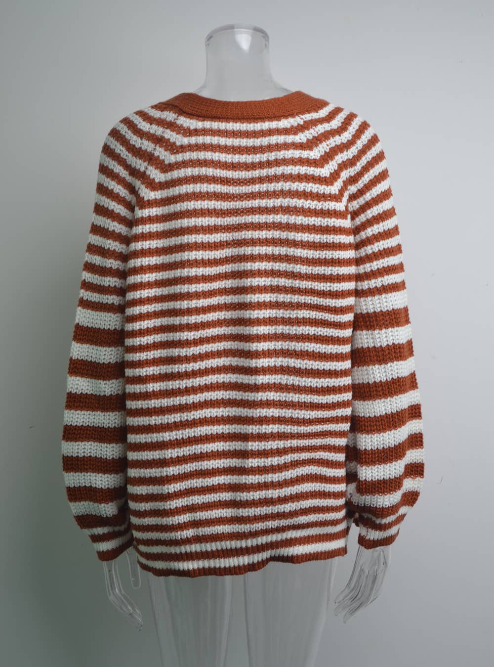 Single breasted loose striped cardigan knit coat