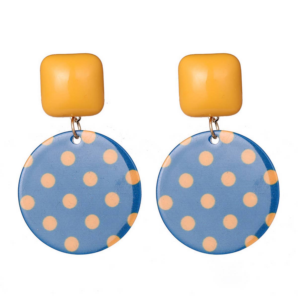 RETRO SMALL FRESH SQUARE POLKA DOT EARRINGS_CWAJE1636