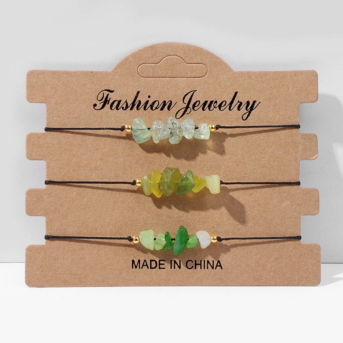 CRUSHED STONE TRIO BRAIDED BRACELET