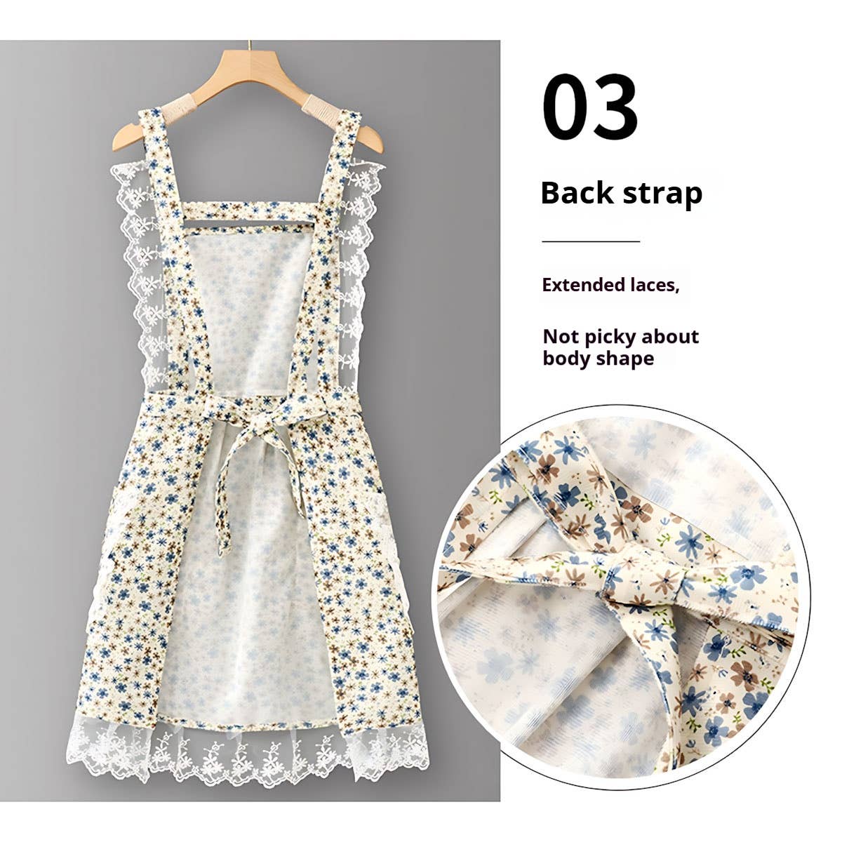Floral Lace Trim Kitchen Apron for Women