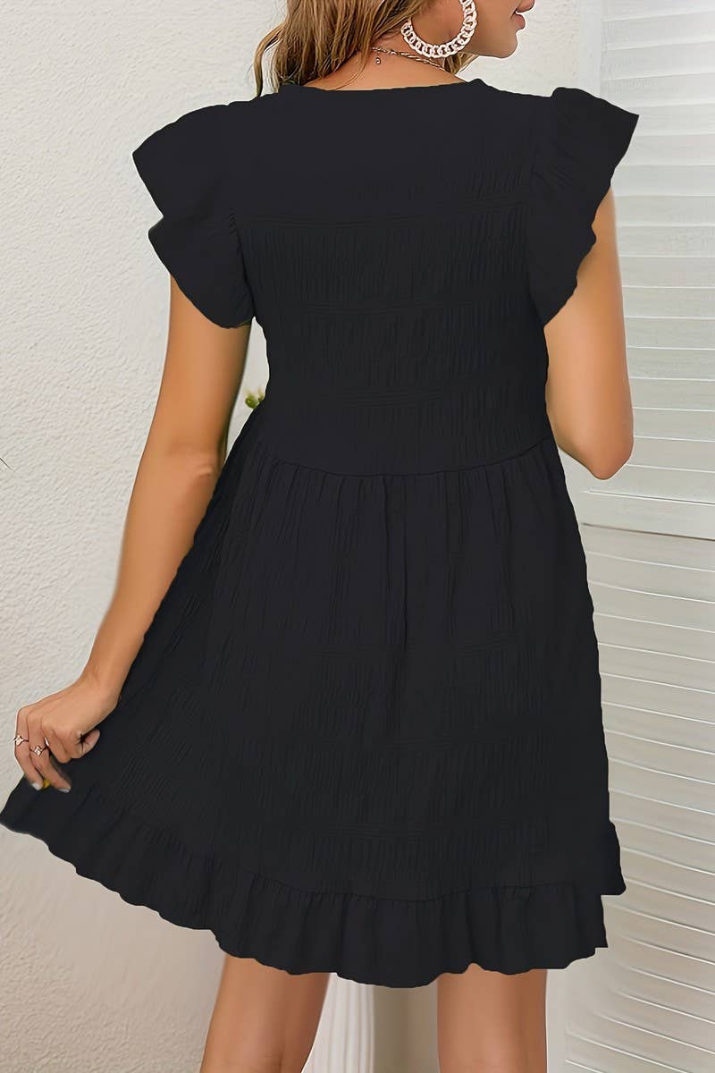 CWDSD8206_SUMMER FRENCH RETRO PLEATED RUFFLE DRESS