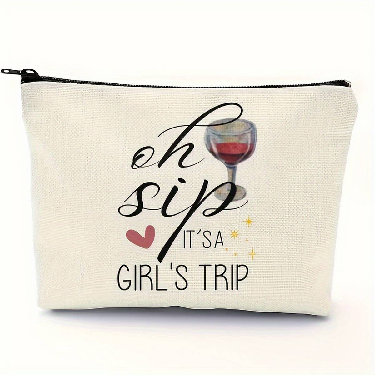 WOMEN LINEN WATERPROOF ZIPPER COSMETIC BAG_CWAB2246