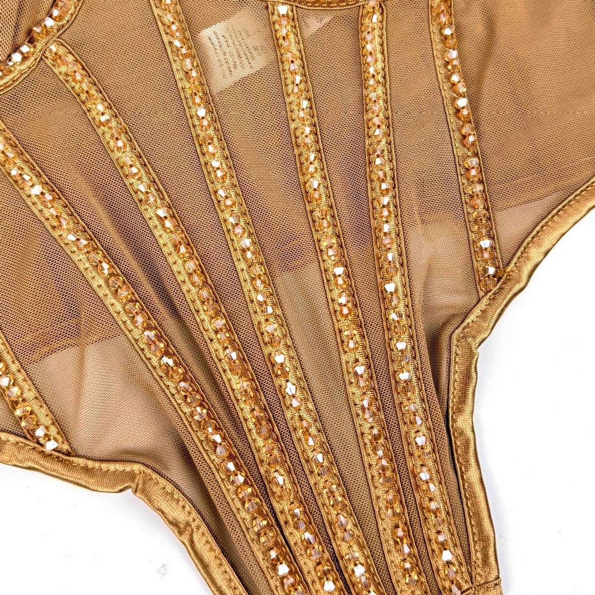 SEXY MESH RHINESTONE HERRINGBONE BRA