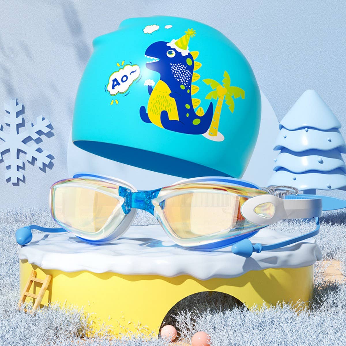 Kids HD Anti-Fog Swim Goggles & Cap ? Cute Style