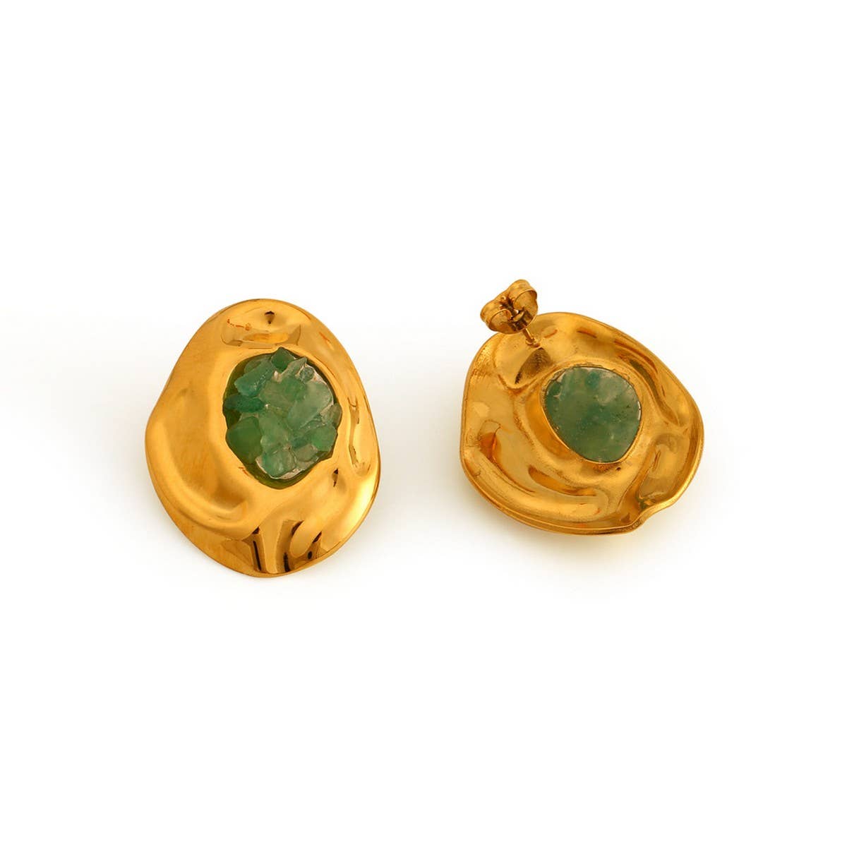 Natural Stone Stainless Steel Irregular Earrings