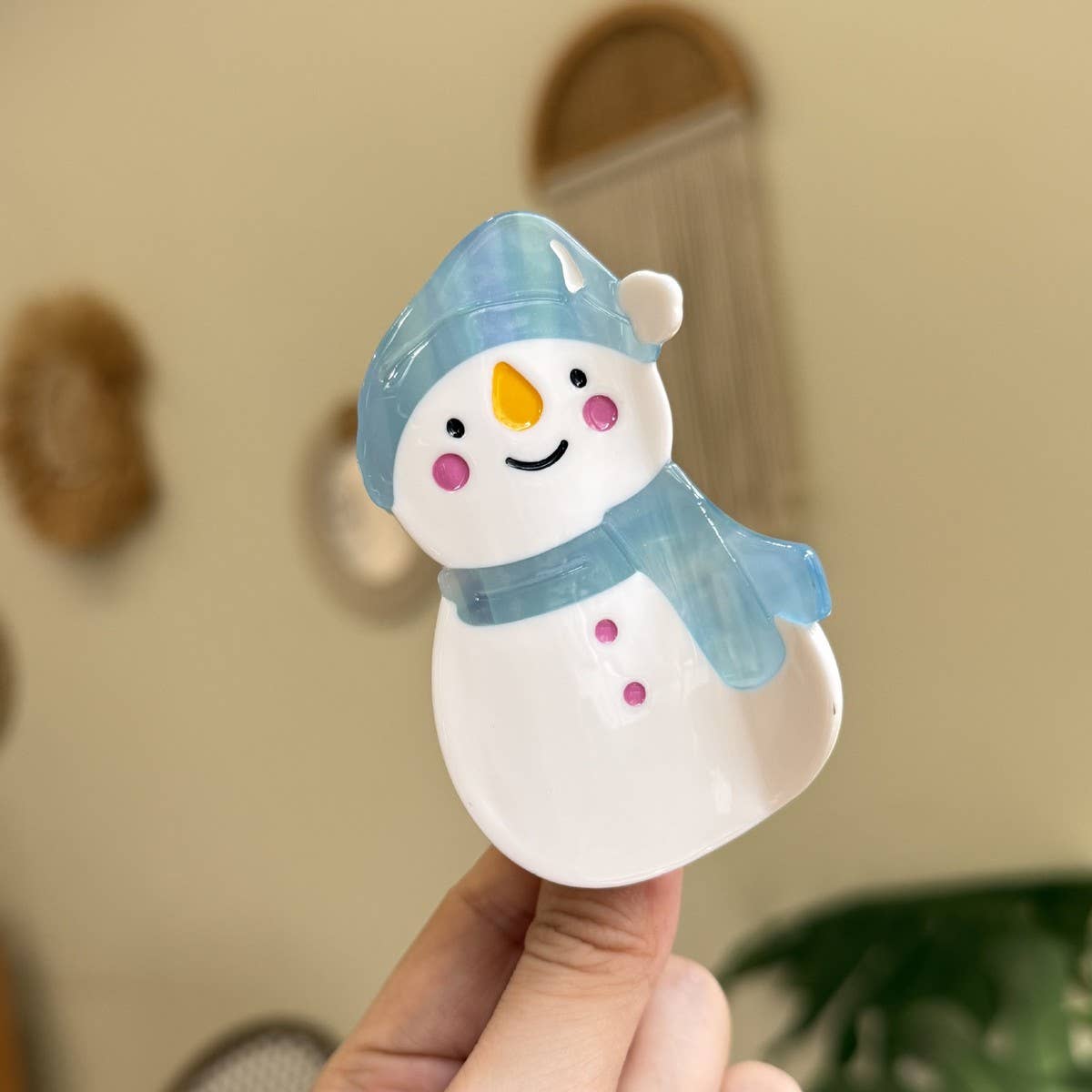 CWAHA4446_SANTA CLAUS SNOWFLAKE CARTOON DIAMOND HAIRPIN