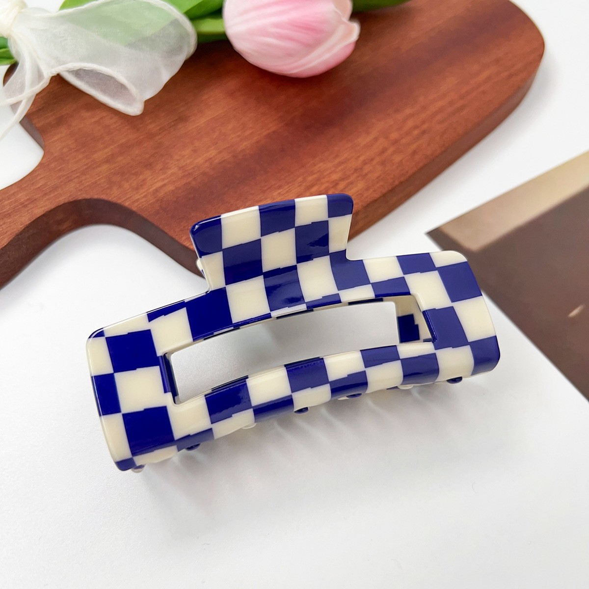 Checkerboard Hair Claw ??Candy Color Acetate Look_CWAHA0395