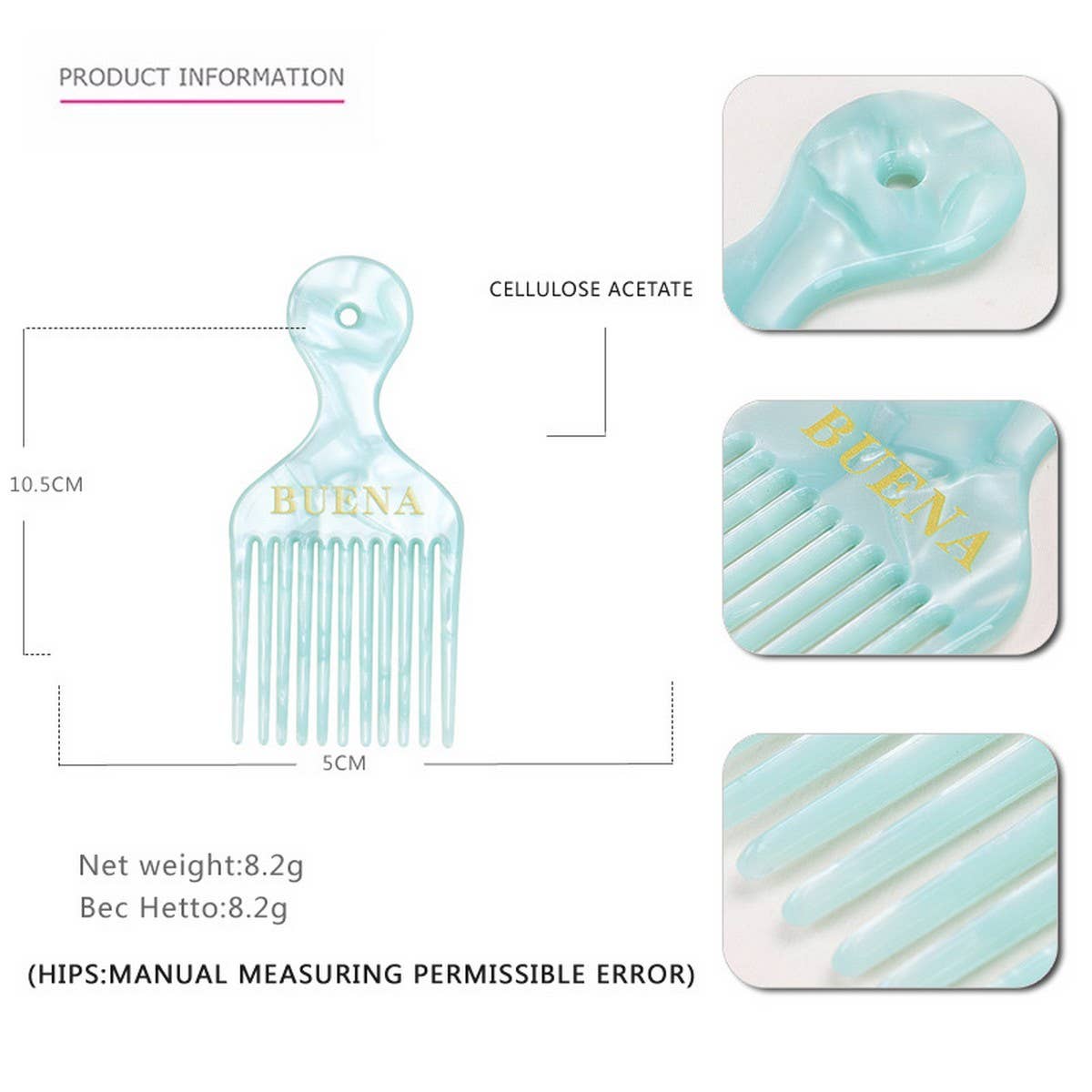 ACETATE INSERT COMB WIDE LONG TOOTH CURLING COMB_CWAHA4234