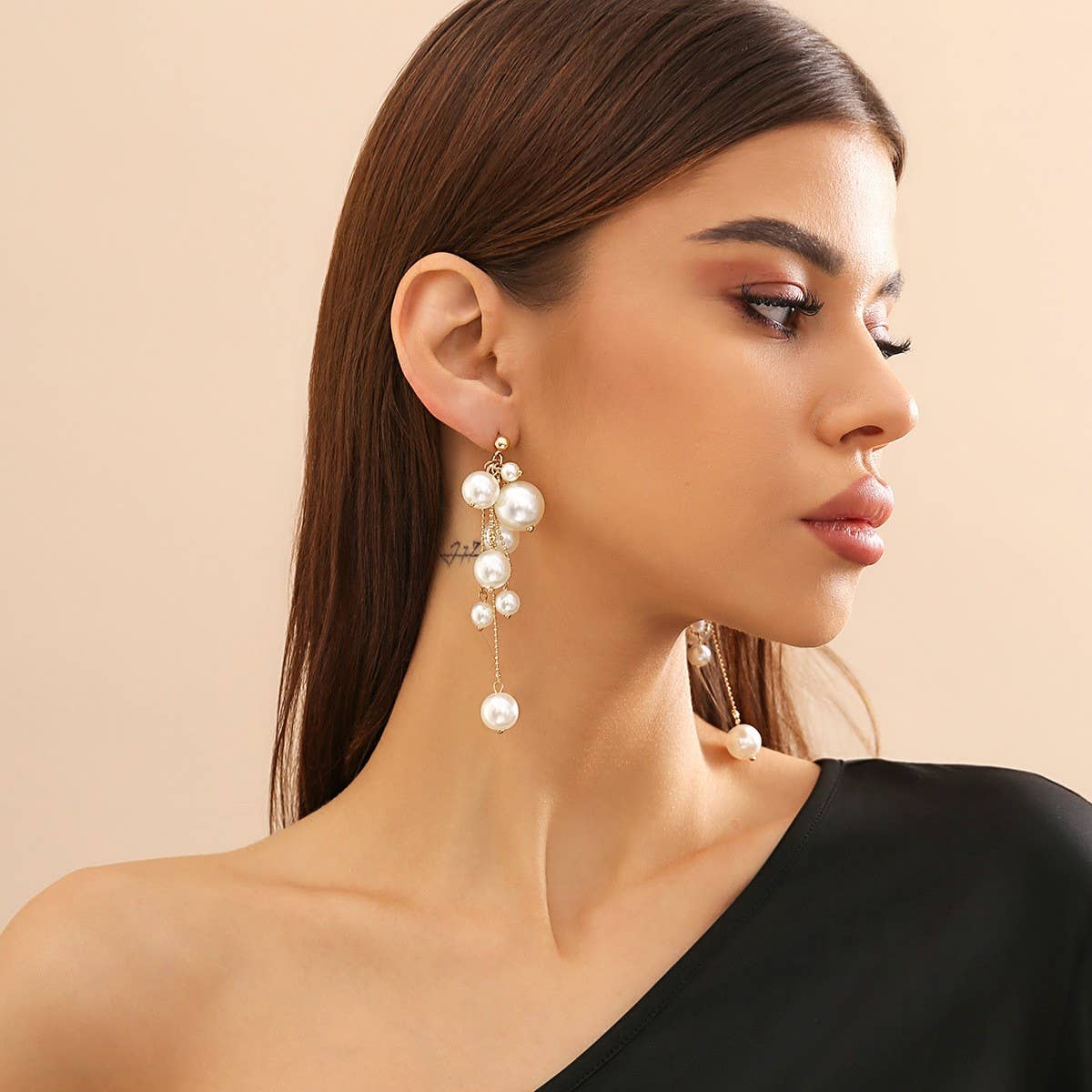 IMITATION PEARL TASSEL PENDANT EARRINGS