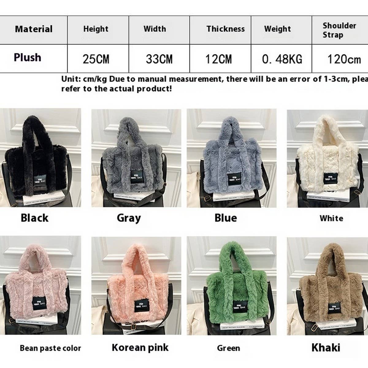 Faux Rabbit Fur Tote Bag Women Large Handbag_CUAB00552