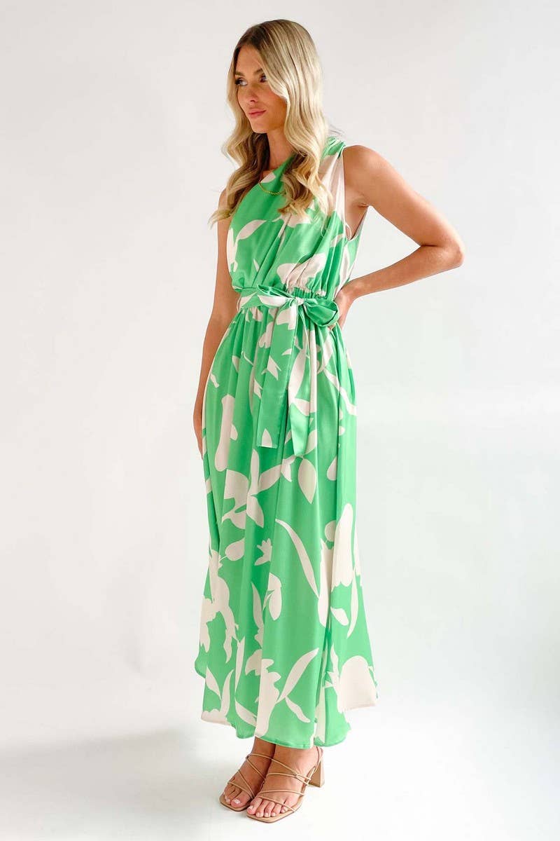 CWDMD1611_SLANT SHOULDER SLEEVELESS SEXY PRINT MAXI DRESS