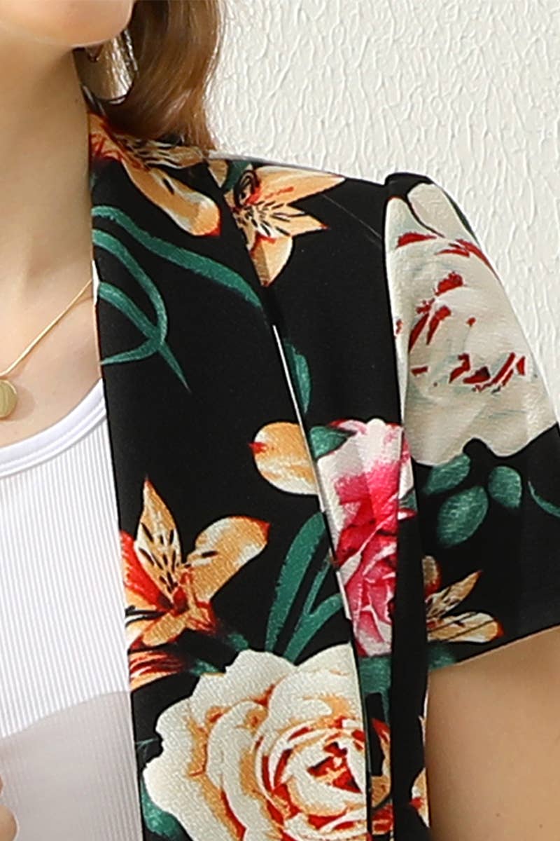 CWOBL095_Short Sleeve Open Front Draped Ruffles Blouses