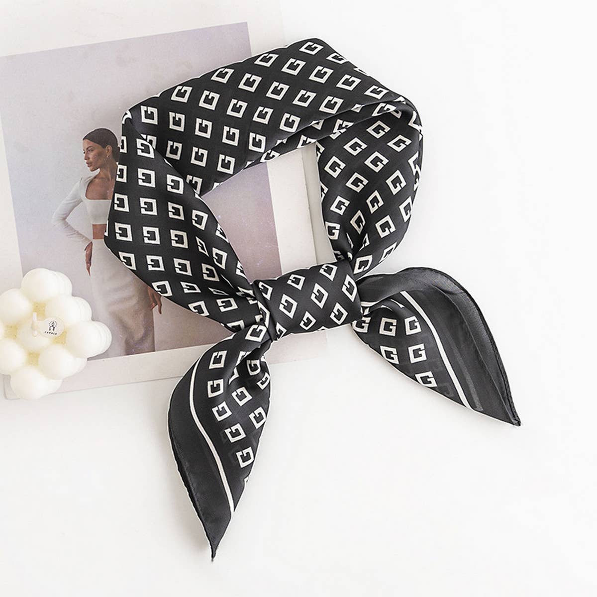 Chic Silk Square Scarf, Versatile Headscarf & Shaw