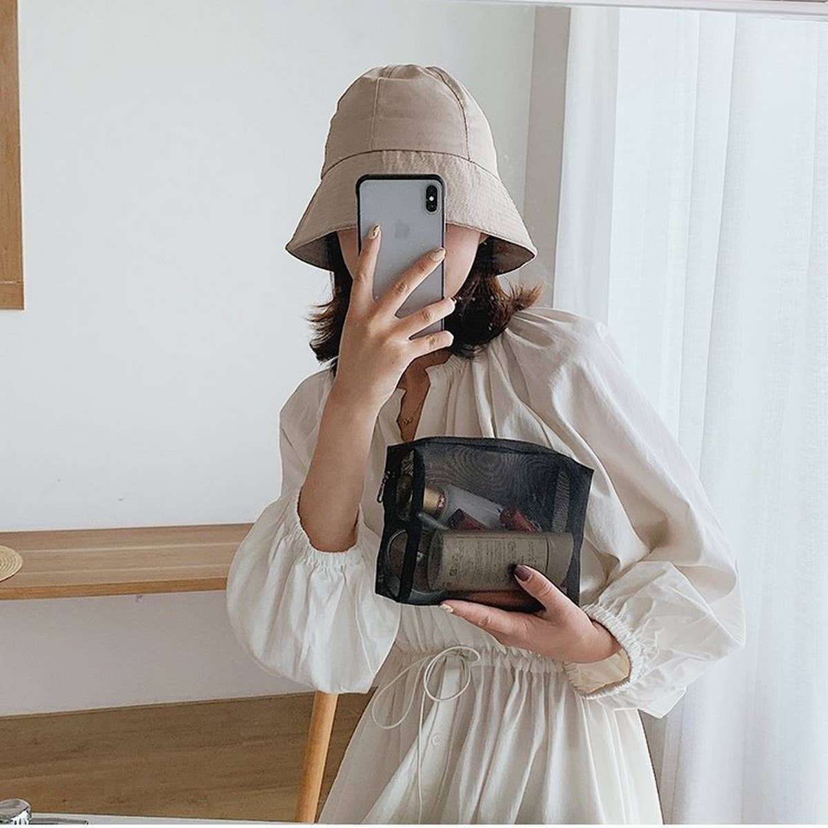 PORTABLE MESH COSMETIC BAG THREE-PIECE SET_CWAB4482