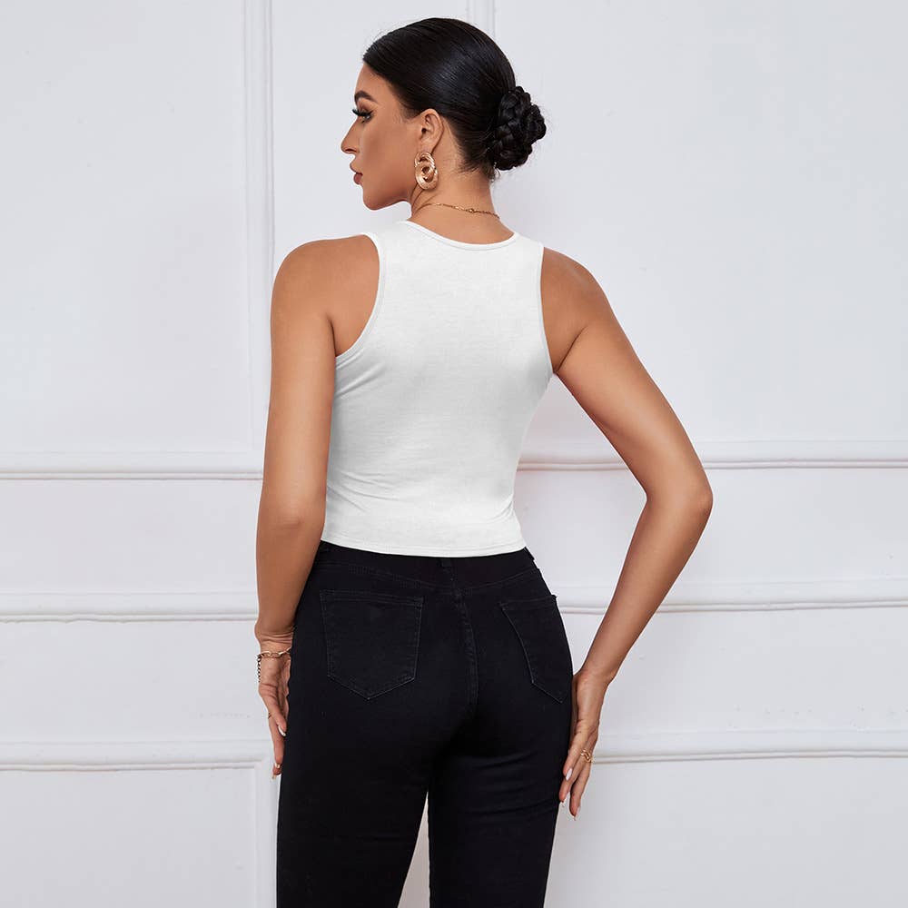 V-neck, slim, short knitted sleeveless vest