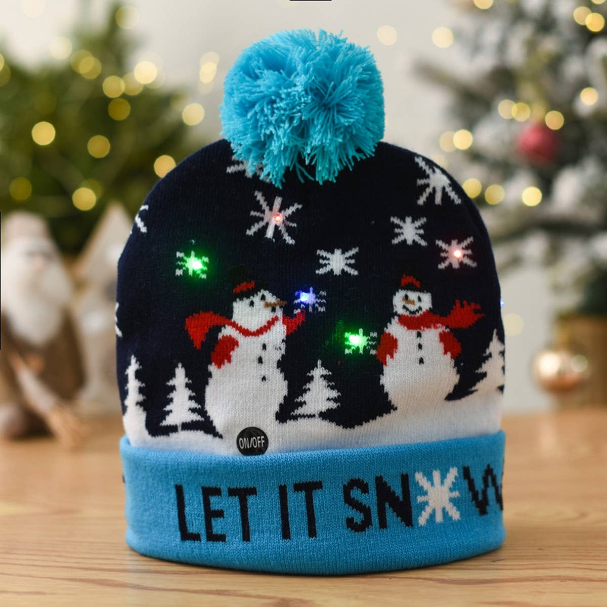 CHRISTMAS LED LIGHT GLOWING KNITTED CHRISTMAS HAT_CWAH2314