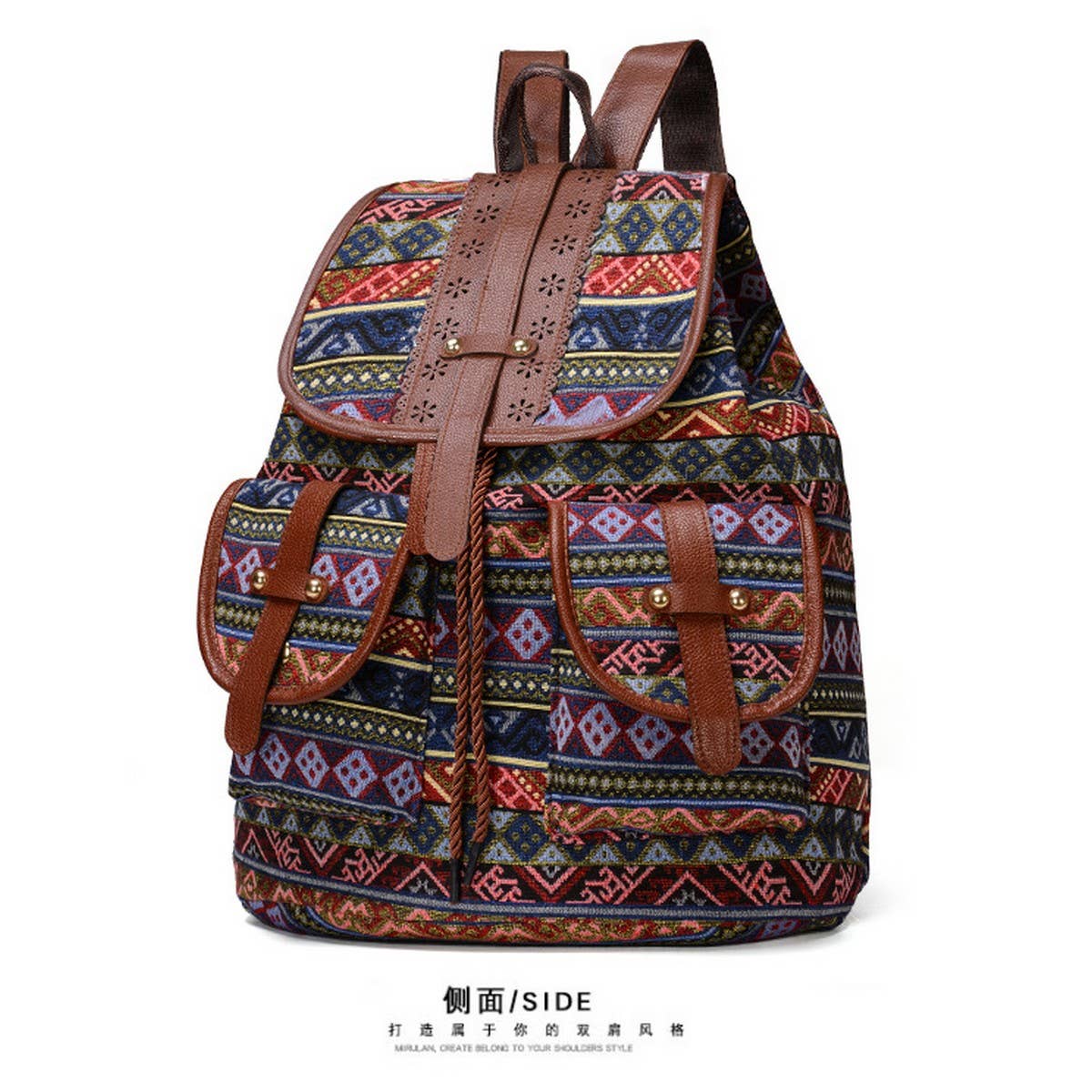 VINTAGE PATTERN BACK-TO-SCHOOL TRAVEL CANVAS BAG_CWAB2218