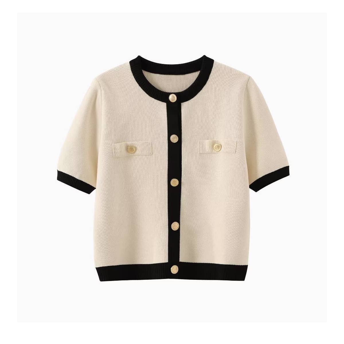 Single breasted short sleeve knit coat