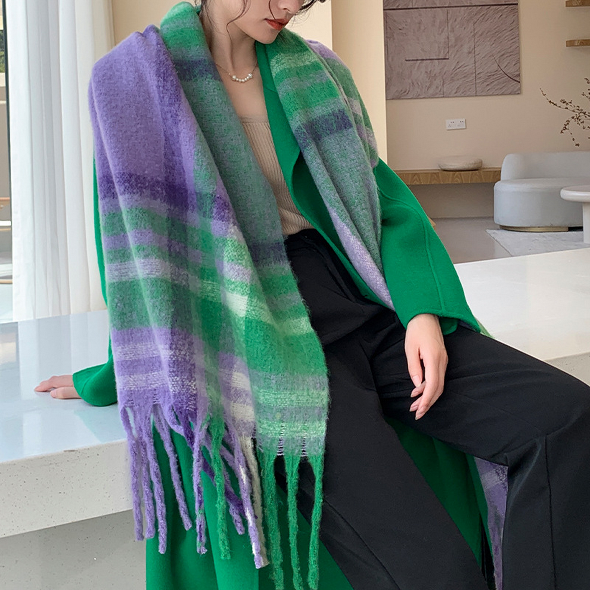 Plush AC Scarf ??Thick Soft Winter Wrap_CWASC2701