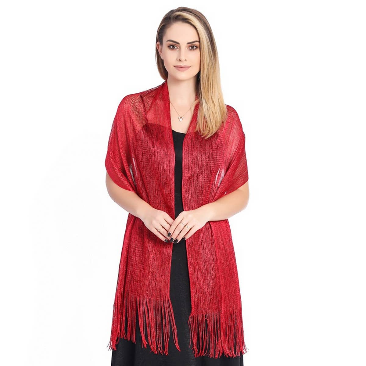 FASHIONABLE GOLD AND SILVER SILK SHAWL