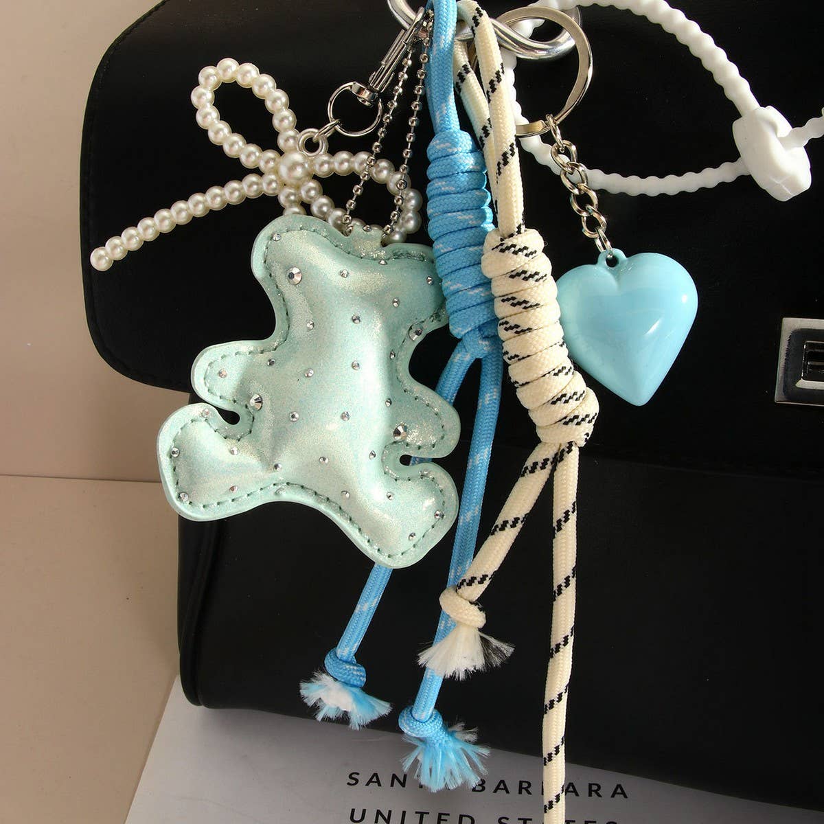 Stylish Bear Keychain with Heart & Bow Accent_CWMM7761