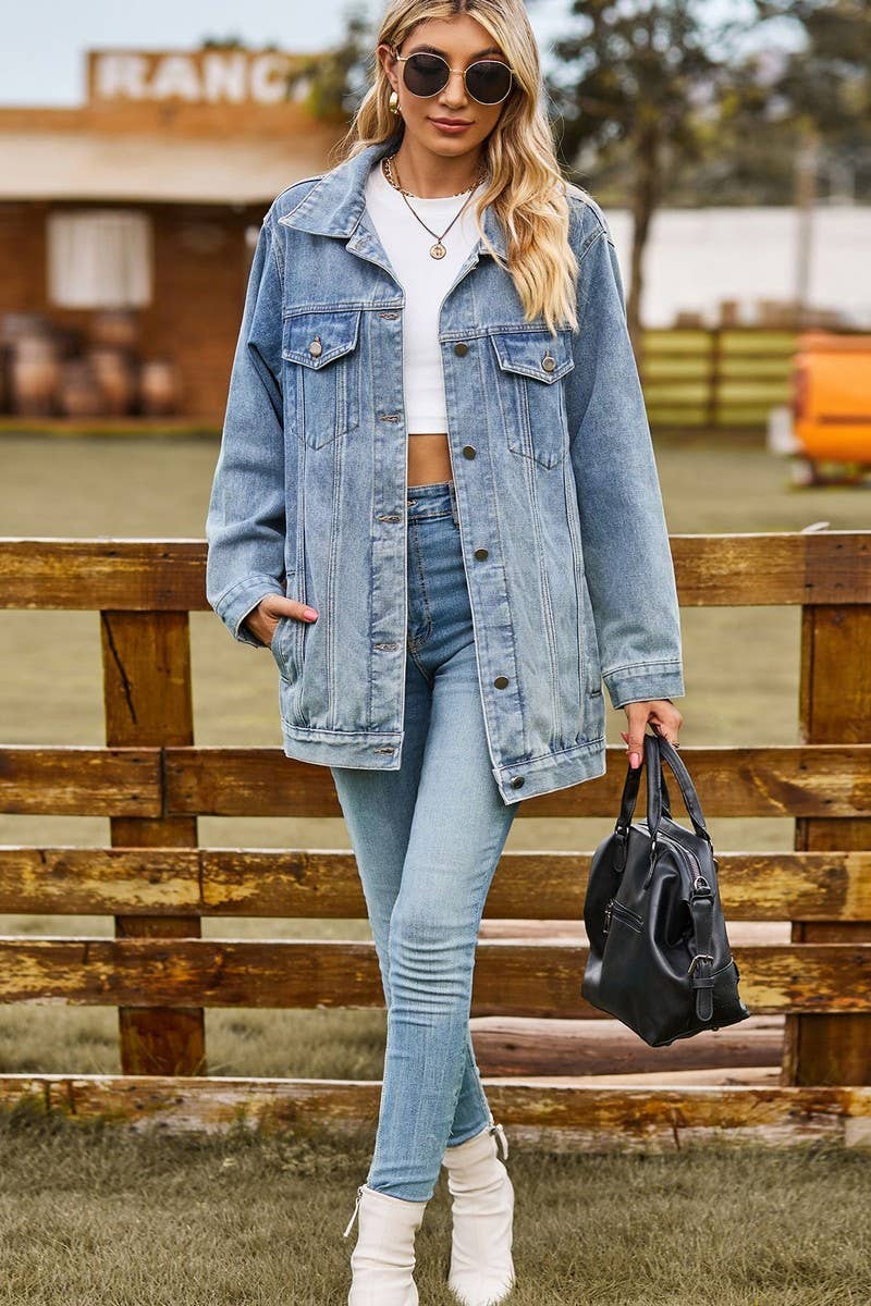 CWJJ00096_RETRO LOOSE CASUAL DENIM JACKET TOP