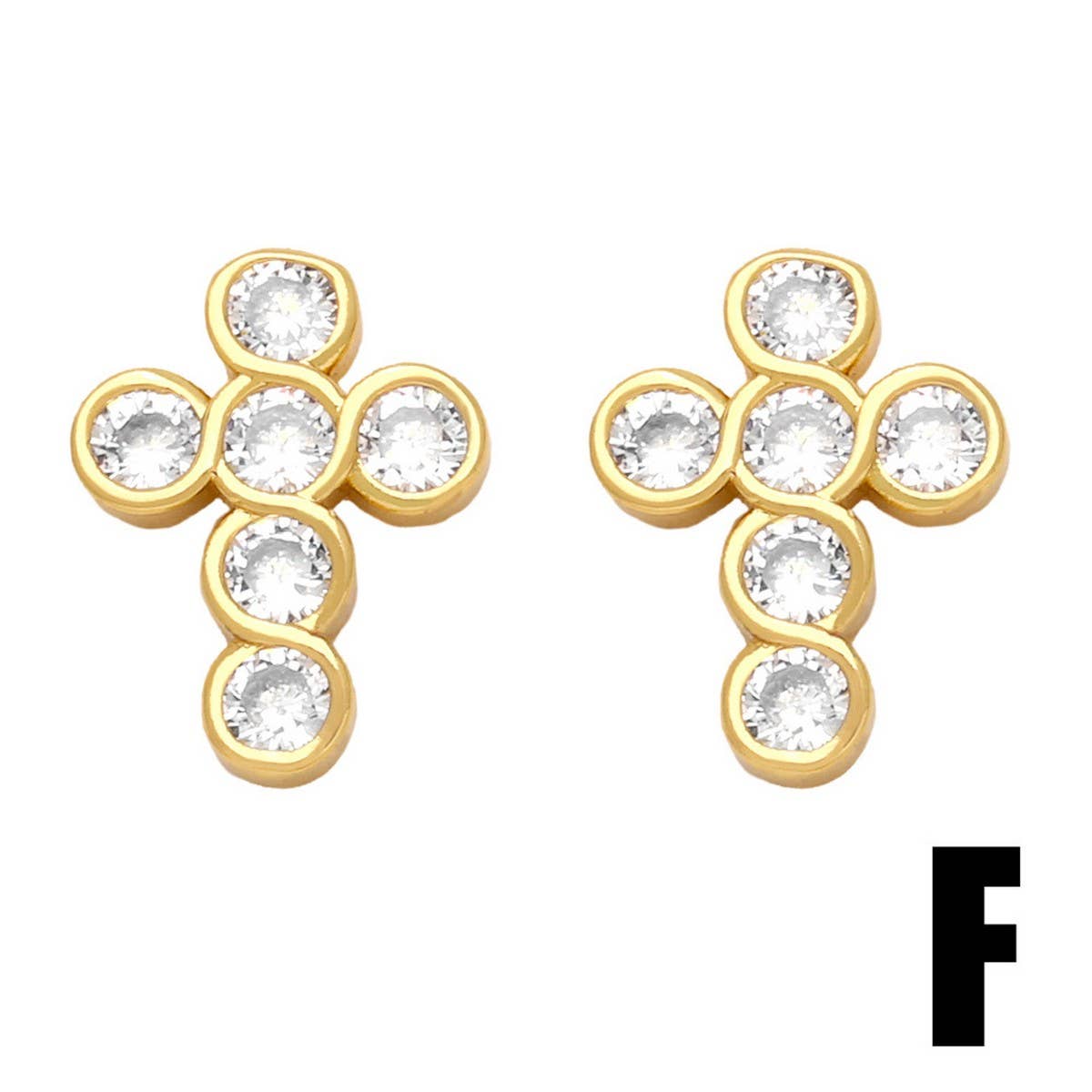 COLORED ZIRCON CROSS EARRINGS