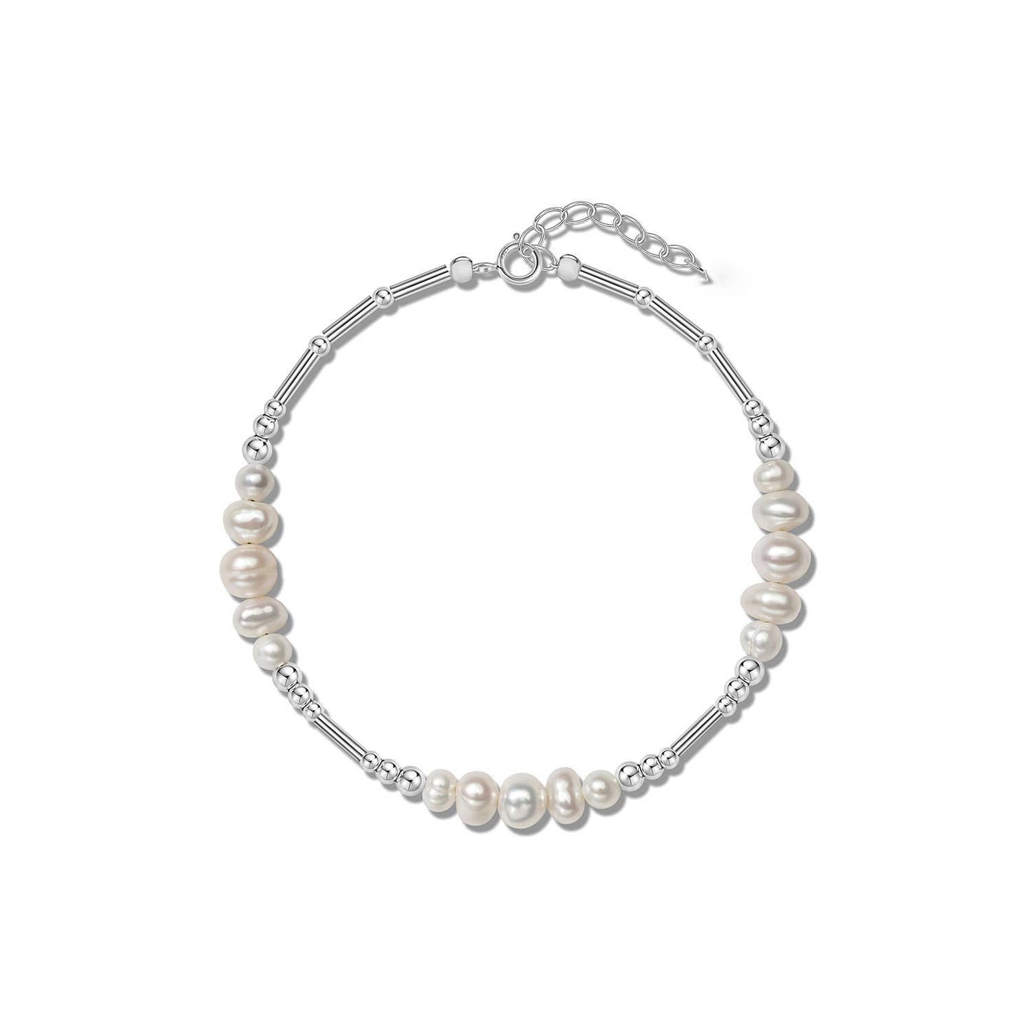 Freshwater pearl bracelet made of broken silver
