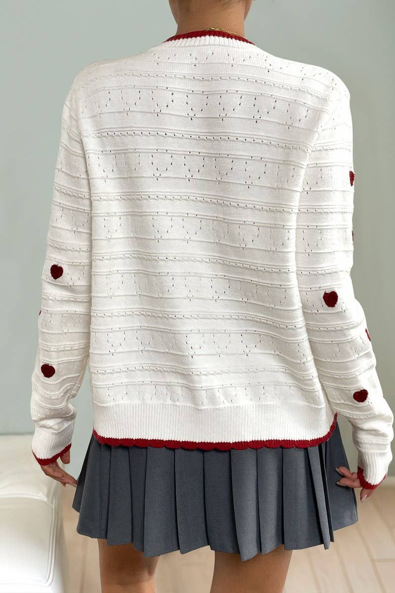 CWOCAL00594_COLORBLOCK HEART ELEGANT KNITTED CARDIGAN