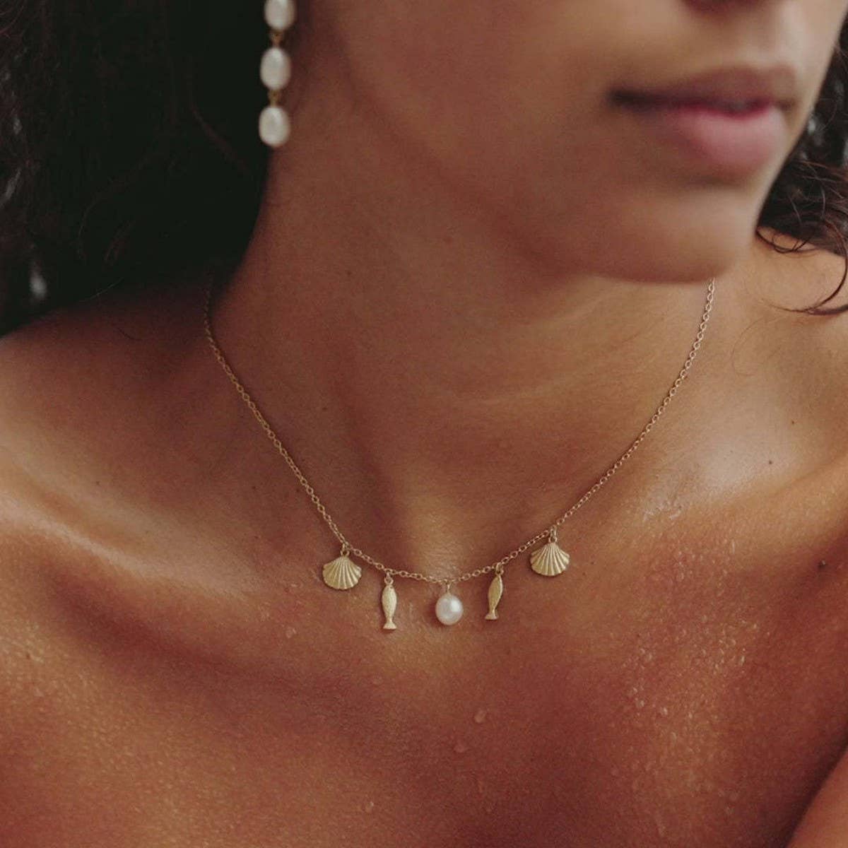 Summer Beach Style Shell Pearl Clavicle Necklace_CWMM5713