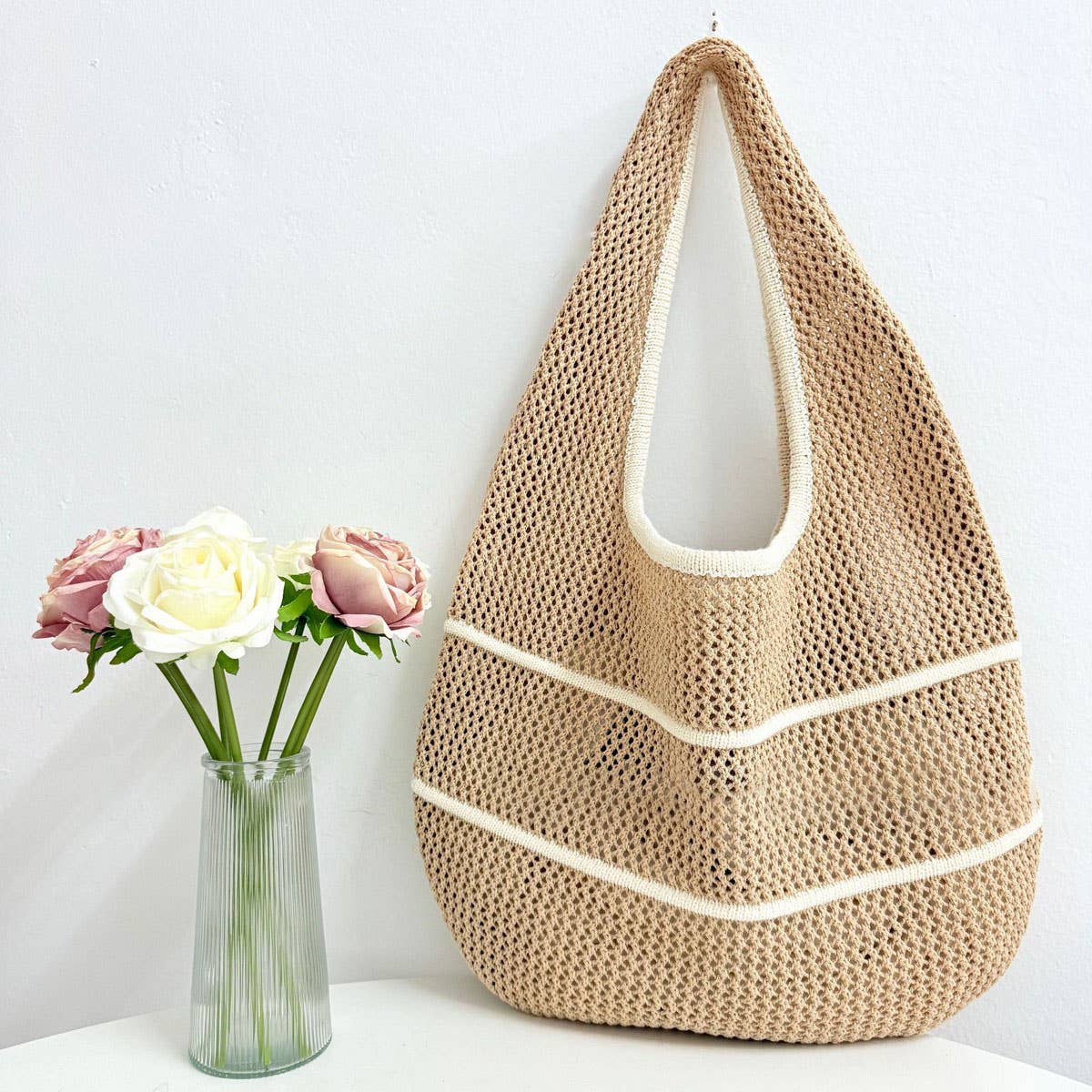 CUAB00634_DOPAMINE KNIT MESH SHOULDER BAG SUMMER HANDBAG