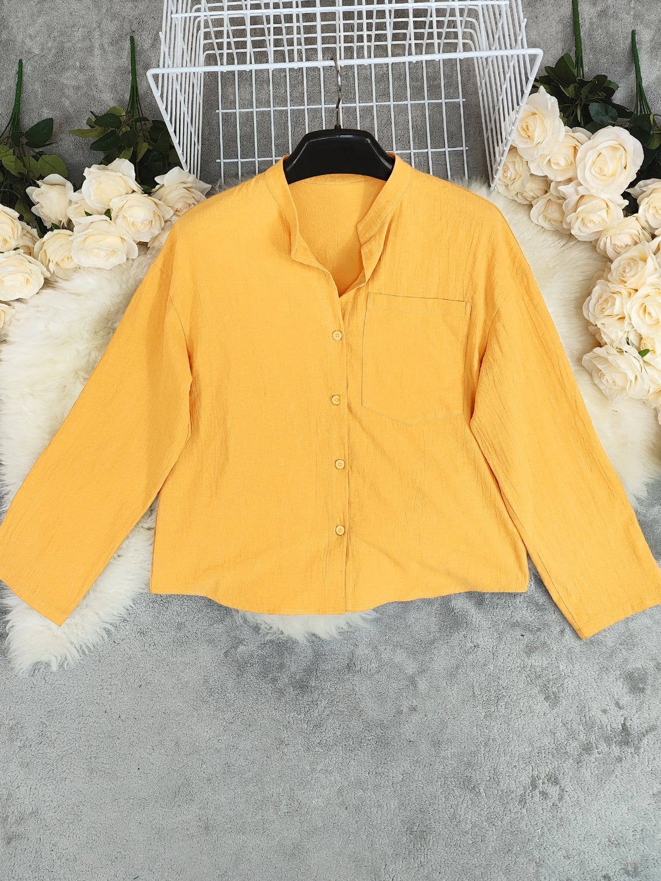 Solid-color long-sleeved cotton linen cardigan