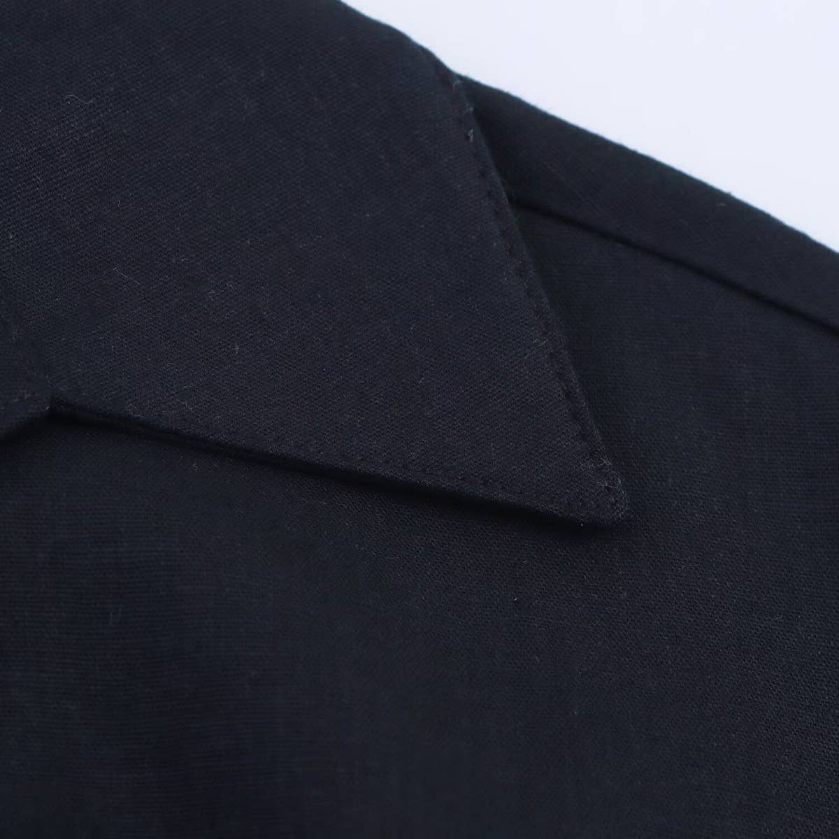 Linen Collared Short Sleeve Midi Dress for Women