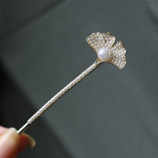 Vintage Pearl Leaf Hair Clip ? Elegant Side Pin_CWAHA1224