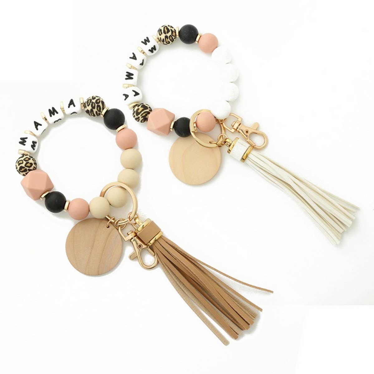 Silicone Bead Bracelet Keychain for Women